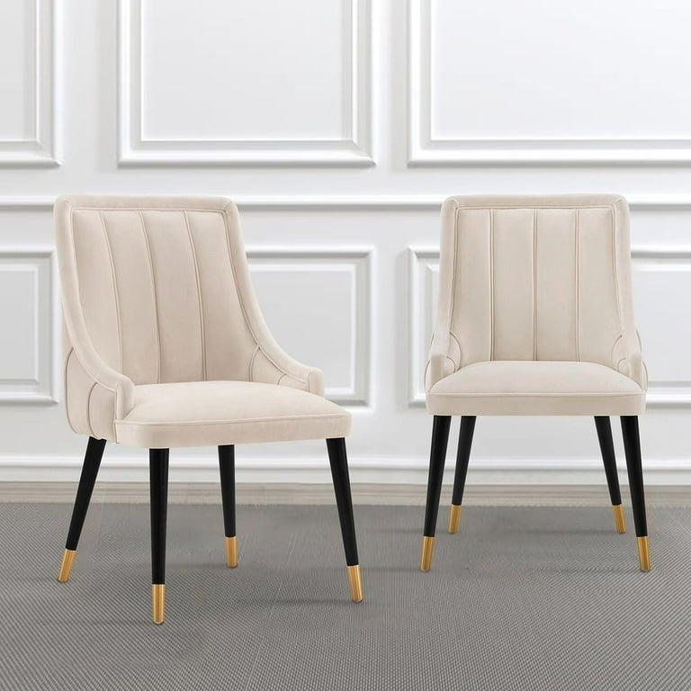 Manhattan Comfort Modern Eda Velvet Dining Chair in Midnight Cream Manhattan Comfort Modern Eda Velvet Dining Chair in Midnight Cream