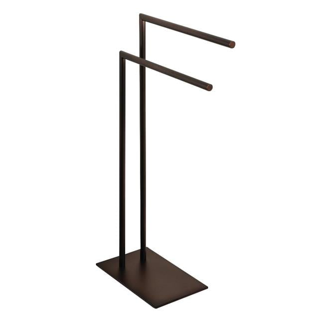 Modern Oil Rubbed Bronze Dual Towel Rack with Weighted Base