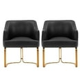 thumbnail image 1 of Modern Edra Leatherette Dining Armchair in Taupe - Set of 2, 1 of 10