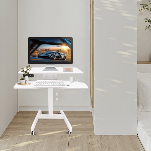 Modern Electric Adjustable Height Rectangular White Electric Height Adjustable Podium Desk for Home Offices