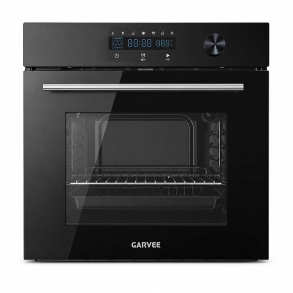 Modern Electric Single Wall Oven 24 Inch Built-In 2.5 Cu.ft Capacity 5 Cooking Modes Touch Black