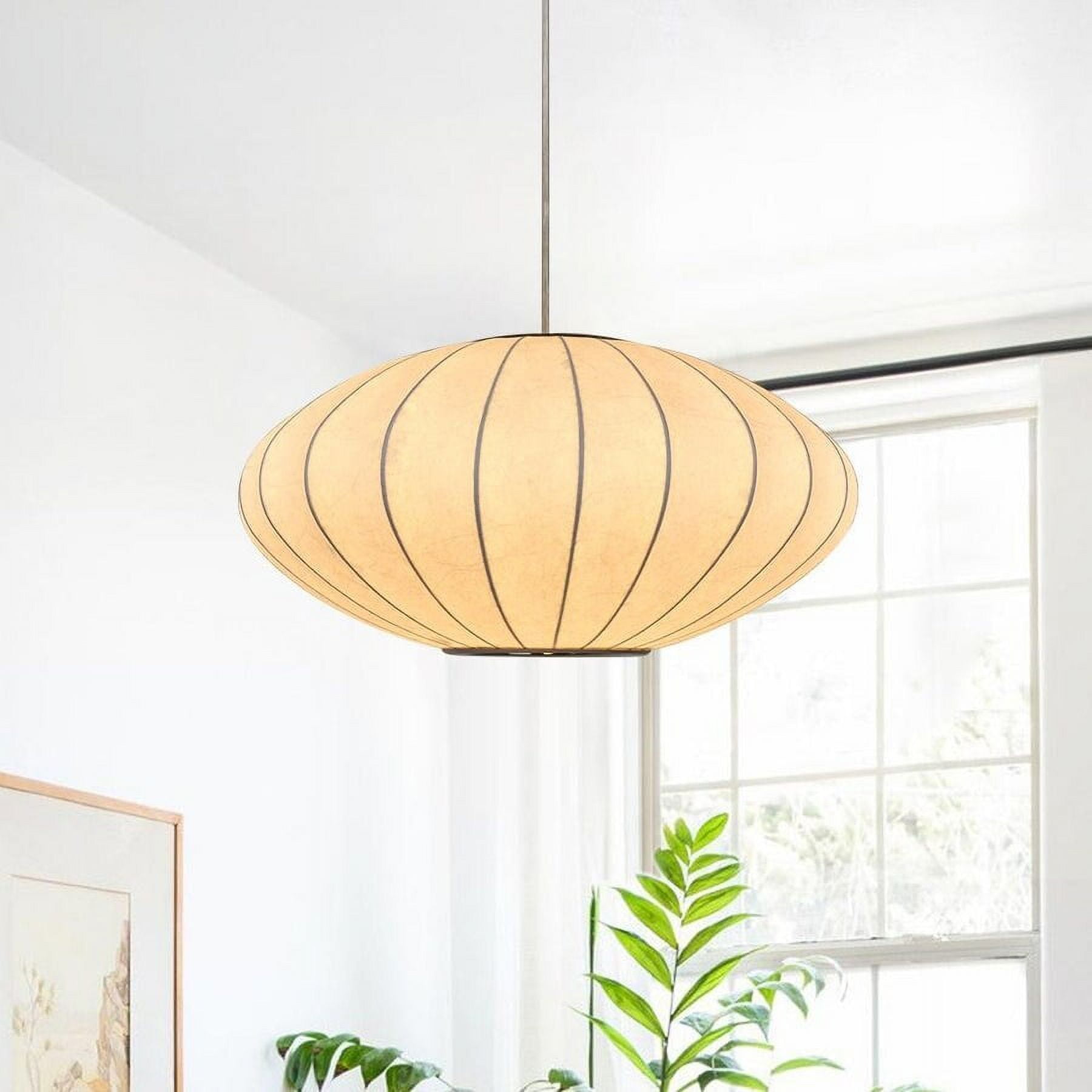 Modern White Silk Saucer Pendant Light