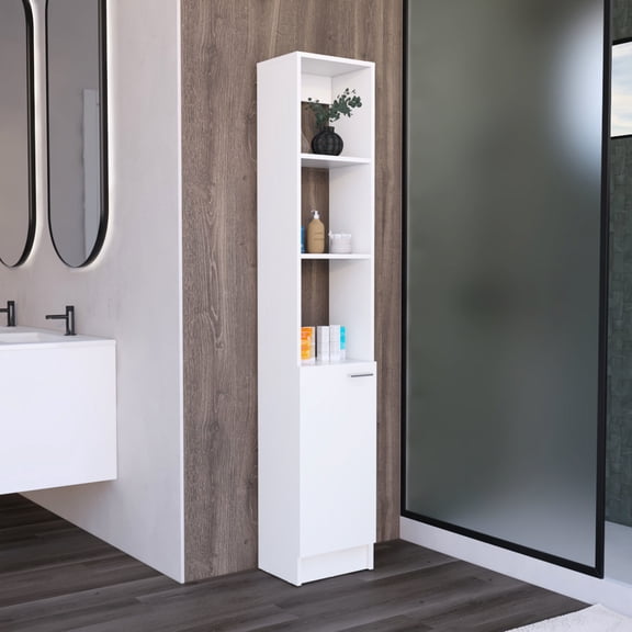 Concealed Larger Item Storage - White Bathroom Cabinet with Adjustable Shelves