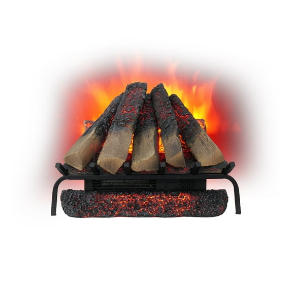 Modern Ember 25" Electric Log Set with Realistic LED Flames & Crackling Sound – Free-Stack Fireplace Insert