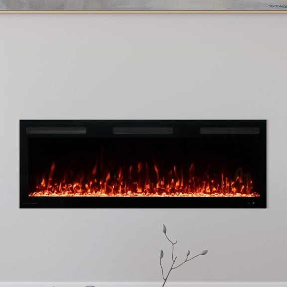 Modern Ember 50" Vibrance Linear Electric Fireplace Crystal Ember Bed- Works with Wi-Fi App