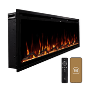 Modern Ember Aerus Slim 60 Inch Smart Linear Electric Fireplace | Recessed in-Wall or Wall-Mount