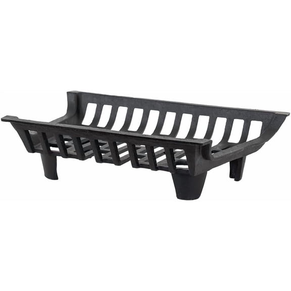 Modern Ember Essen 18 Inch Cast Iron Fireplace Log Grate | Heavy-Duty Fire Pit Cradle | Chimney Wood Rack | Wood Stove Wrought Iron Rack | Durable Log Holder Rack Grate | Burns Hotter & Longer