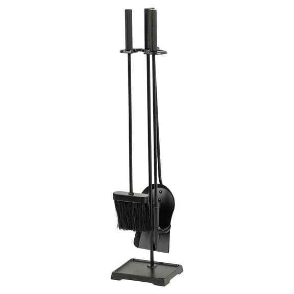 Modern Ember Harper 27.75" H 4-Piece Fireplace Tool Set - Black