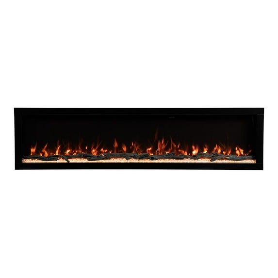 Modern Ember Highmark 84" W x 18" H x 6.3" D Built-in Linear Electric Fireplace - Black