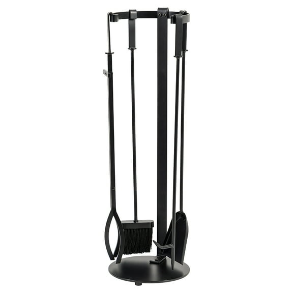 Modern Ember Knoll 28.75" H 5 Piece Fireplace Tool Set - Black