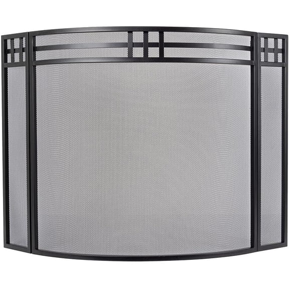 Modern Ember Mill Creek 3-Panel Mesh Fireplace Screen in Black | Heavy-Duty Steel Frame with Powder-Coated Finish | Mesh Screen is Heat & Corrosion Resistant | Fits Standard Fireplace Openings