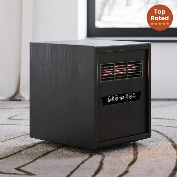 Modern Ember Portable Rolling Infrared Space Heater in Black Oak