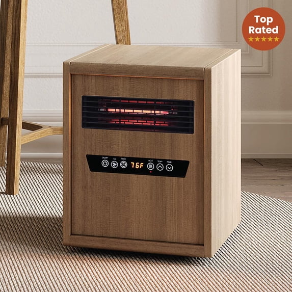 Modern Ember Portable Rolling Infrared Space Heater in Light Oak