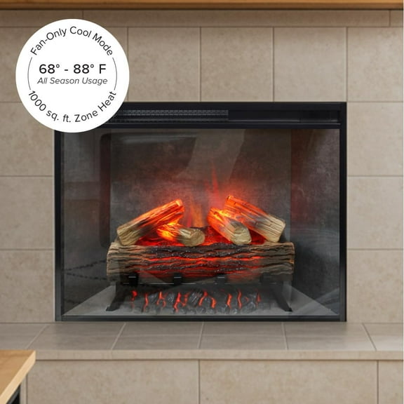 Modern Ember Uptown Smart Electric Insert – Concrete Background | Wi-Fi + Alexa/Google Control | Infrared Heater Up to 1,000 sq ft