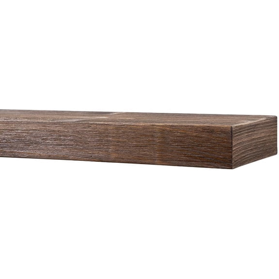 Modern Ember Vara Wood Mantel Shelf - 54 Inch Floating Provincial | 3 Inch Height - Variations in Grain and Natural Distresssing | Wooden Floating Wall Mounted Shelf - for Fireplaces & Décor