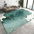 thumbnail image 1 of Modern Emerald Green Ink Area Rugs, Abstract European Light Luxury Golden Lines Indoor Non-Slip Rug, Soft Machine Washable Decorative Carpet for Front Porch Kitchen Entryway Doormats 4x5ft, 1 of 7