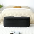 thumbnail image 1 of Modern End of Bed Bench with Storage Upholstered Sherpa Fabric Large Storage Bench Ottoman Shoe Stool Long Bench Window Sitting Toy Storage Bench for Bedroom,Living Room,Entryway,Black, 1 of 6
