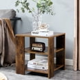 thumbnail image 1 of Modern End Table, 3-tier MDF Simple Nightstand for Bedroom, 18’’ Sofa Side Table for Living Room, Rustic Brown, 1 of 10