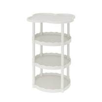 Modern End Table with Storage Shelves, Mobile Sofa Side Table for Living Room, Bedroom, Small Space Saving Accent Table, Rolling Coffee Table with Wheels