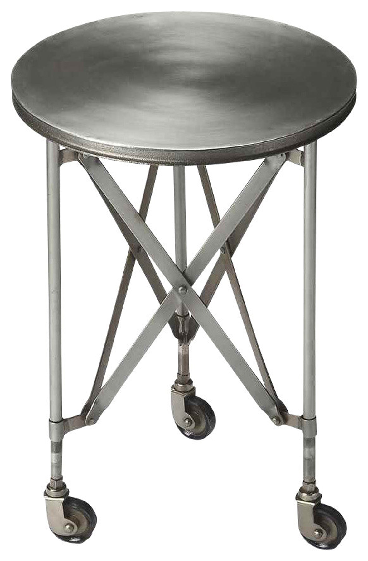Costigan 16" Round Silver Metal Industrial Chic Side Table