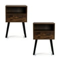 thumbnail image 1 of Modern End Tables for Living Room, Simple Side Tables with Storage Drawers for Small Space, Solid Wood Legs Nightstands with Shelf for Bedroom, Nightstands Set of 2, Rustic Brown, D8609, 1 of 10