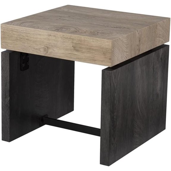 Modern Engineered Wood End Table in Natural-Black