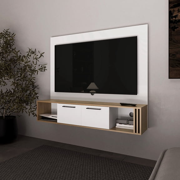 Modern Entertainment Center with Open Side Shelves / Display Decor in Primary Living