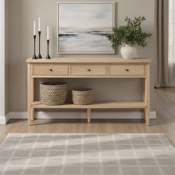 Modern Entry Table with Drawer Storage - Coastal Oak