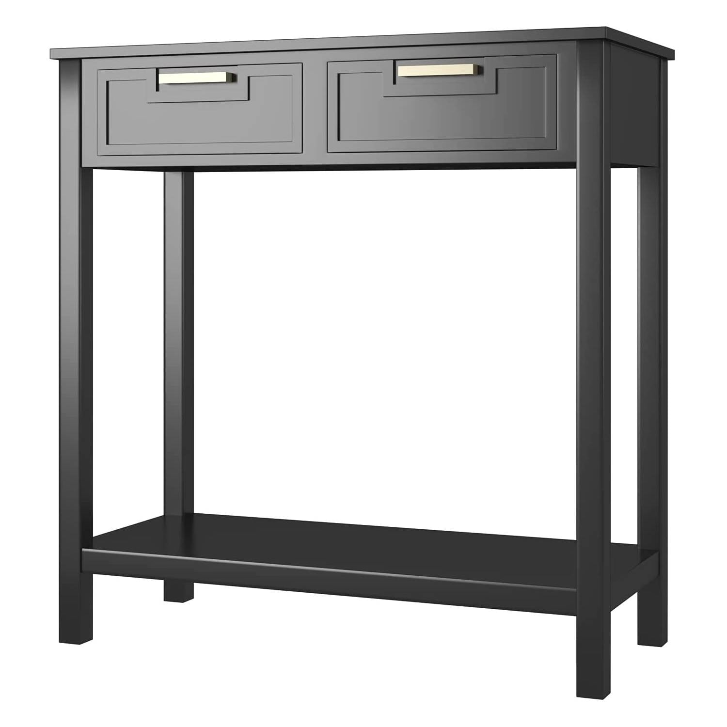 Modern Entryway Accent 2 Drawer Sofa Side Table Black - Walmart.com