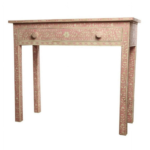 Modern Entryway Console Table – Handcrafted Bone Inlay with Multicolor Stripes | Accent Hall Table
