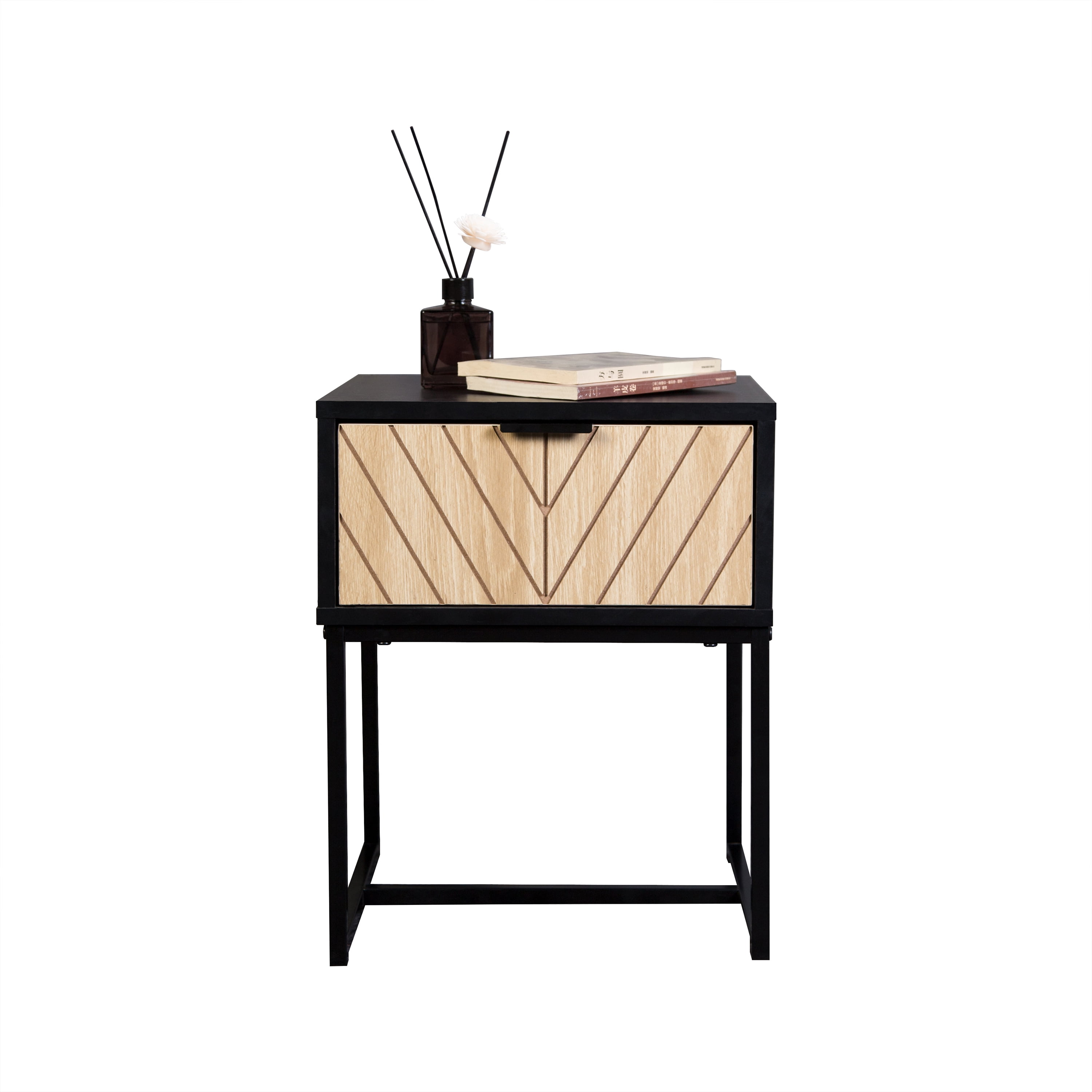 Modern Entryway Console Table with Storage Drawer, Compact Side Accent Table, Black Finish Wooden Drawer Narrow Space Saving Sofa Table for Hallway Living Room