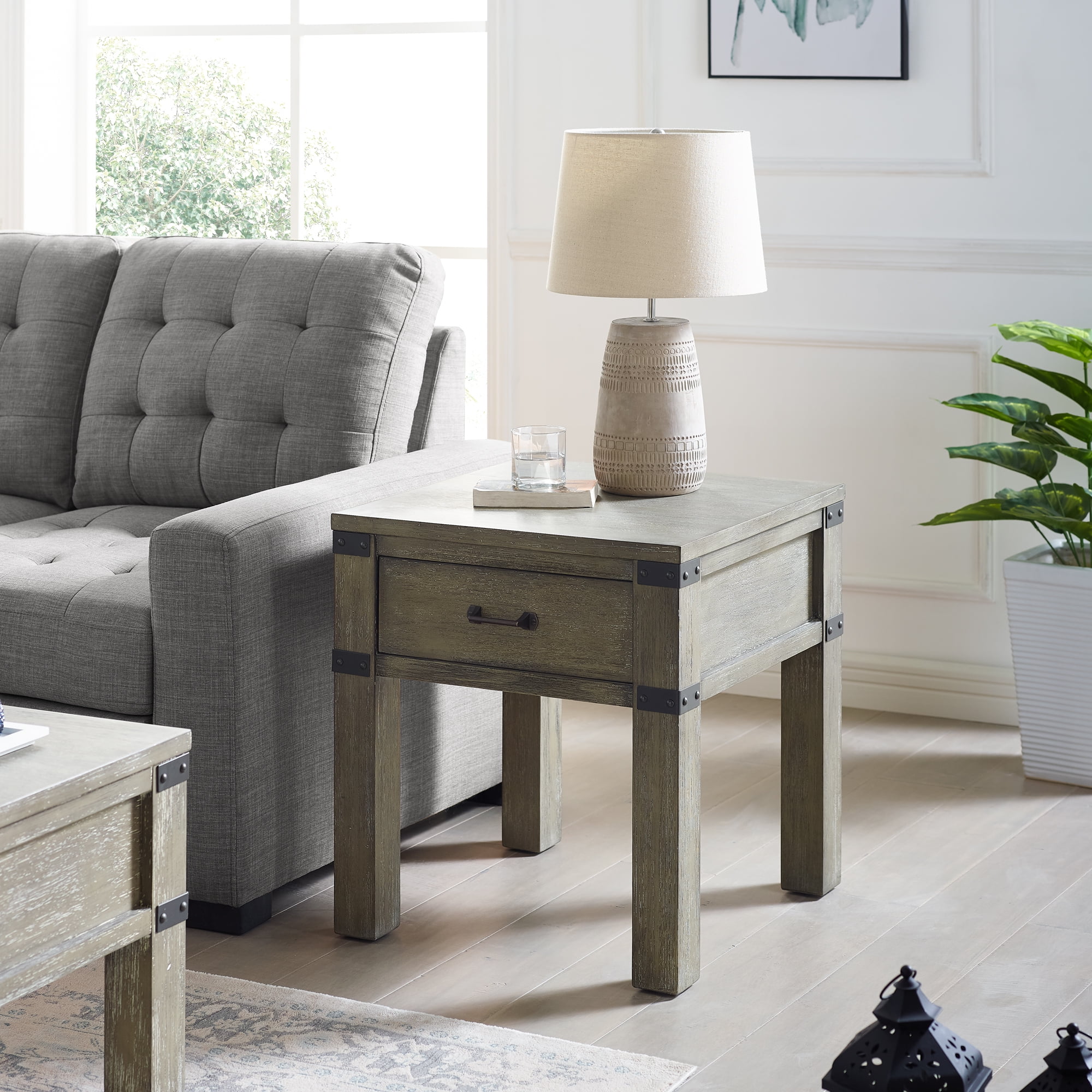 Modern Essentials Farmhouse End Table, Gray