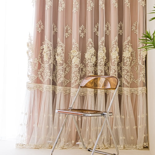 Rideaux Brodés Rose Jacquard Européen - Luxe, Sur Mesure, Pour Salle à Manger Ou Salon