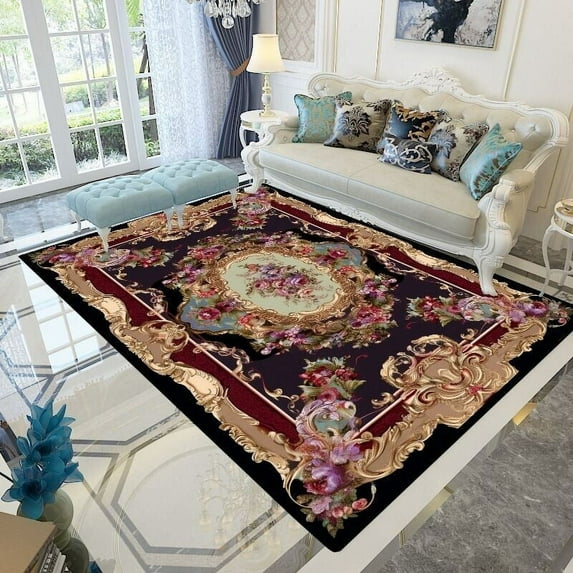Modern European Luxury Living Room Carpet Flower Vintage Sofa Coffee Table ration Rug Non Slip Washa