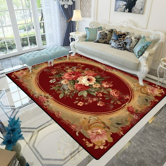 Modern European Luxury Living Room Carpet Flower Vintage Sofa Coffee Table ration Rug Non Slip Washa