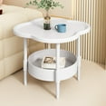 thumbnail image 1 of Modern European Style Compact Cube Bedside Table, Plastic Nightstand End Table with Storage Shelf, Space Saving Side Table for Small Apartment Bedroom Living Room White, 1 of 9