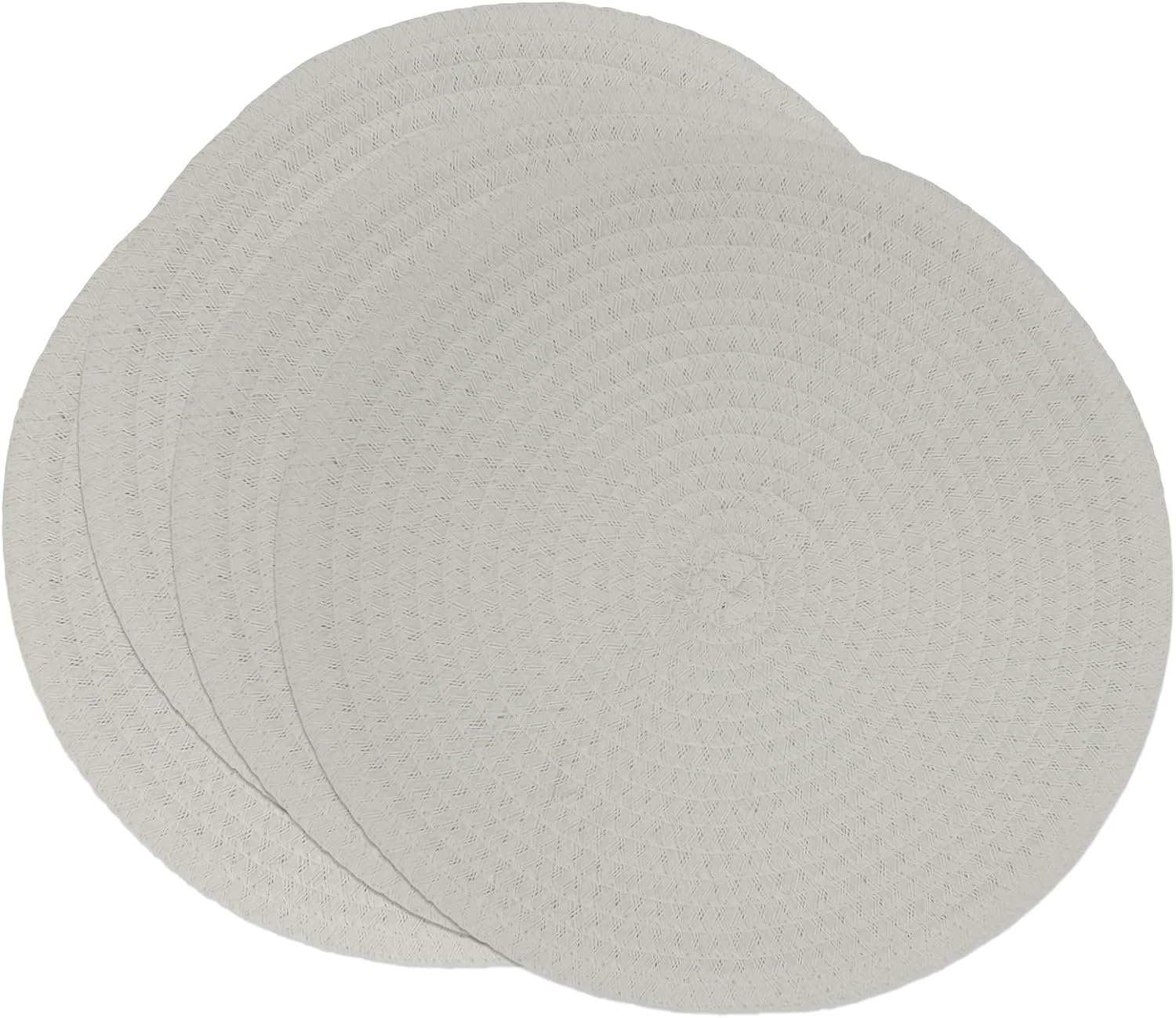 Modern Everyday Textured Placemats 15 Inches Round, Set Of 4 – White ...