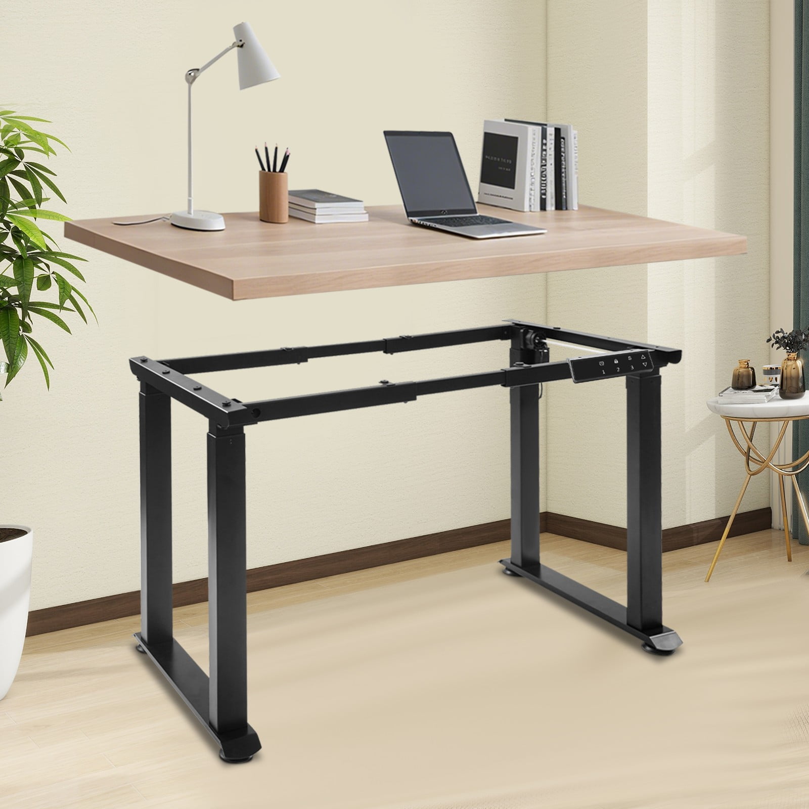 Modern Excellent Performance Free Standing Black Dual Motor Adjustable Desk Rack Frame for Offices, Homes