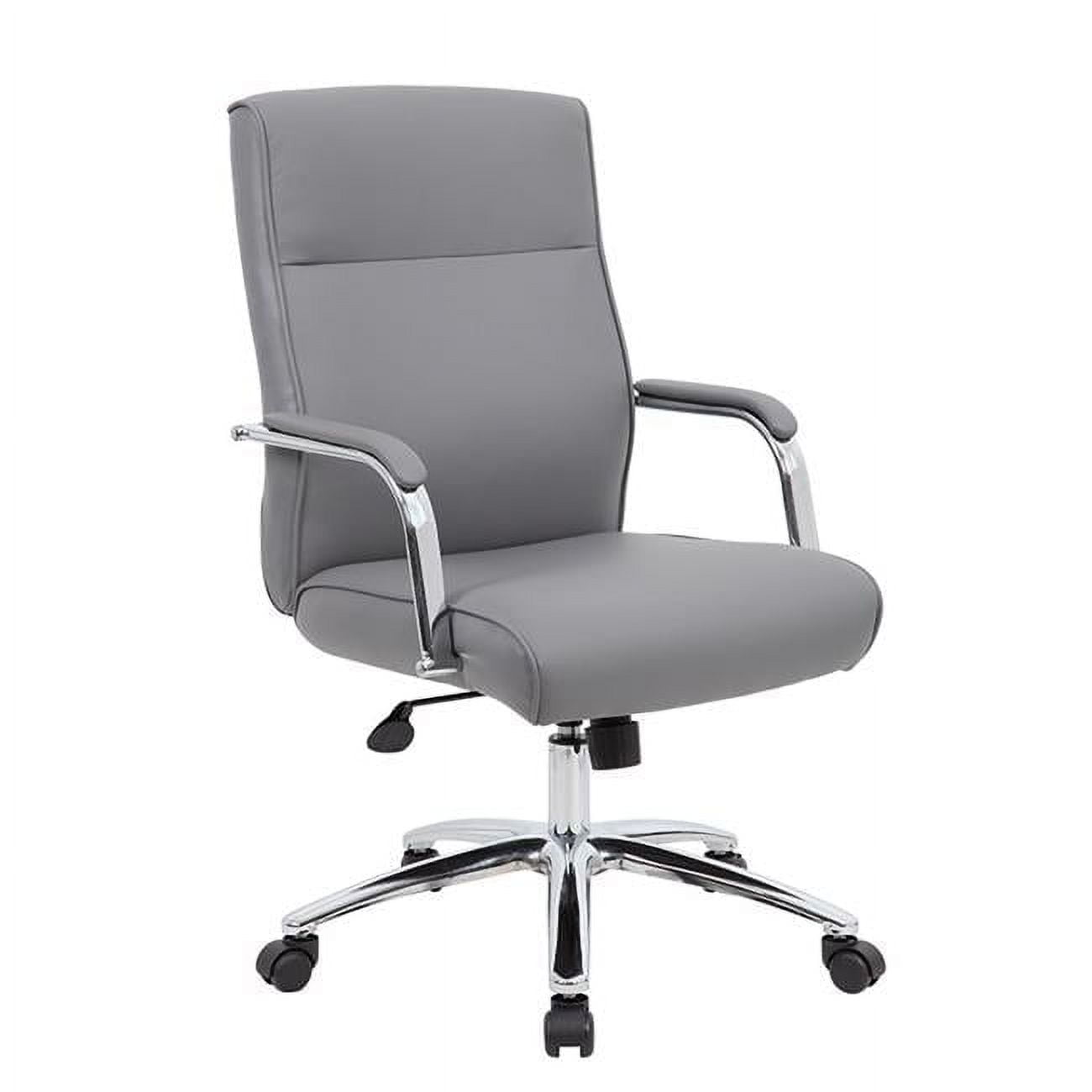 High-Back Multicolor Leather and Fabric Executive Swivel Chair