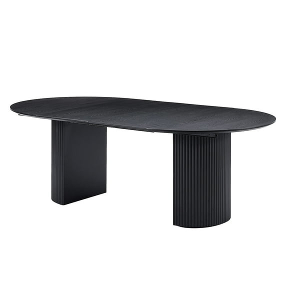 Modern Expandable Kitchen Table, Black Solid Top Extender, Leisure Desk, Easy Assembly, Up To 84.84inch Dining For Office & Dining, Assemble, Extended