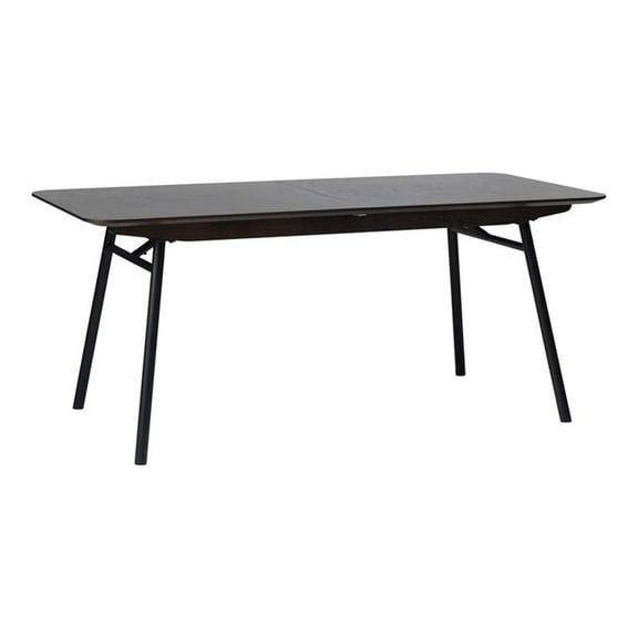 Modern Extendable Metal-Leg Dining Table - Espresso Oak