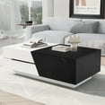 thumbnail image 1 of Modern Extendable Sliding Top Coffee Table with Storage in White&Black, 1 of 17