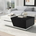 thumbnail image 1 of Modern Extendable Sliding Top Coffee Table with Storage in White&Black, 1 of 5