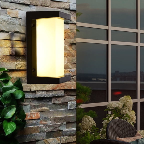 Modern Rectangle Black Porch LED Sconce Light Waterproof Outdoor Exterior Wall Lamp Wall Fixture