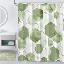 Modern Extra Long Shower Curtain for Bathroom, Sage Green Geometric Art Decor Waterproof Bath Curtain, Fabric Shower Curtain Sets for Home Decor, 72x84 Inch