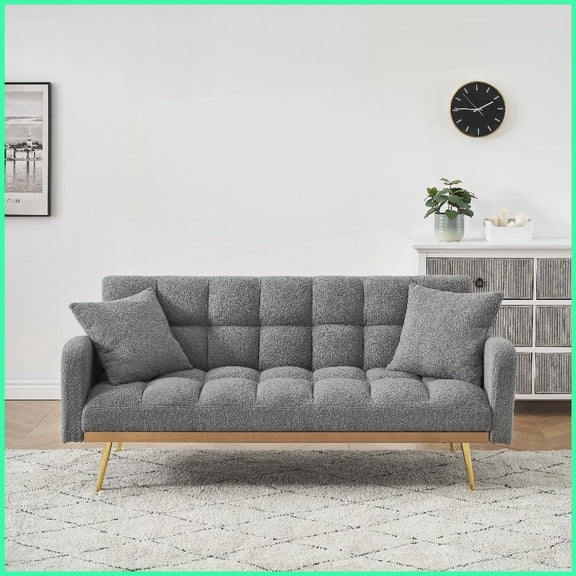 Modern Fabric 3-Seat 69 Convertible Sofa Bed for Small Living Room & Bedroom  Adjustable Multi-Functional Design