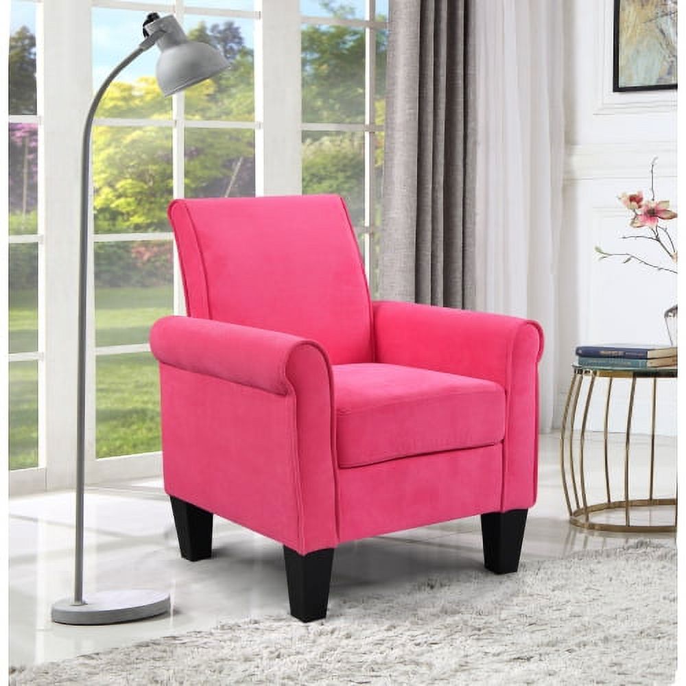 Modern Fabric Accent Chair Upholstered Living Room Arm Chairs Comfy Single Sofa Chair, Red