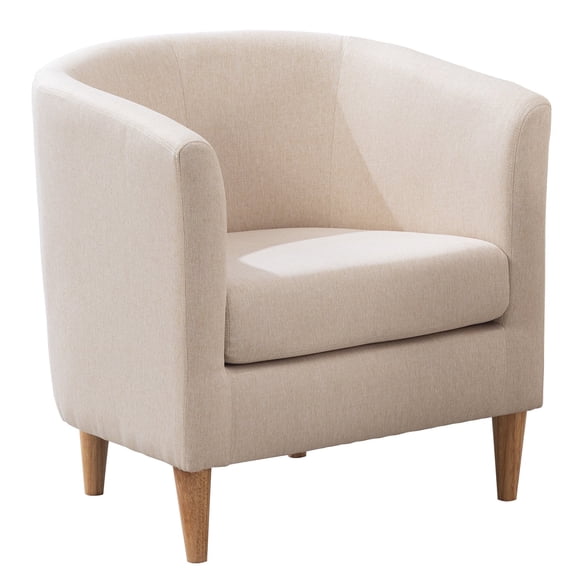 Barrel Accent Chair, Modern Comfy Living Room Chairs with Armrest Reading Chair, Cozy Soft Padded for Small Space Bedroom Reception Room Cafe (Beige)