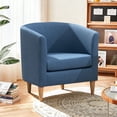 thumbnail image 1 of Fabric Barrel Accent Chair with Armrest, Modern Cozy Padded Living Room Reading Chair for Bedroom, Small Space, Cafe (1PC, Blue), 1 of 10
