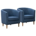 thumbnail image 1 of Barrel Accent Chair Set of 2, Modern Comfy Living Room Chairs with Armrest Reading Chair, Cozy Soft Padded for Small Space Bedroom Reception Room Cafe (Blue), 1 of 11